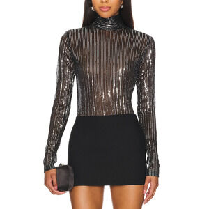 Sabina Musayev Shimmery Black Arctic Size S Top